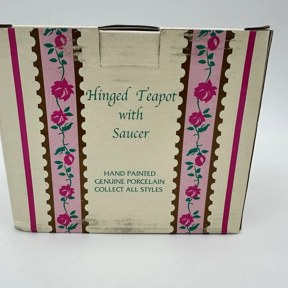 NOS Vintage My‎ treasures Hinged Teapot with Saucer Flower Style